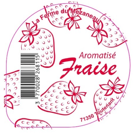 Opercule FERME DU MEZANEAU 68.3 ALU Aromatisé fraise sc.PP/PS/PET gr.