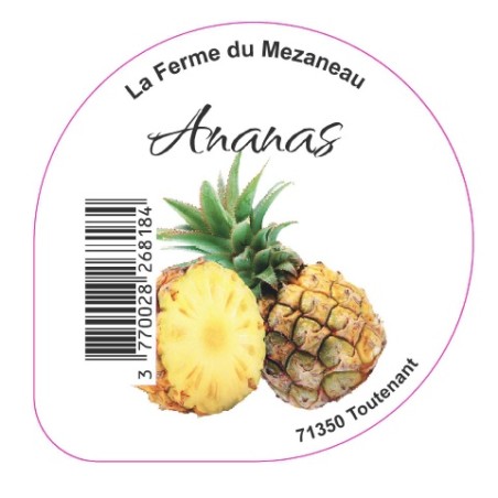 Opercule FERME DU MEZANEAU 68.3 ALU Ananas sc.PP/PS/PET gr.Verm 5cl