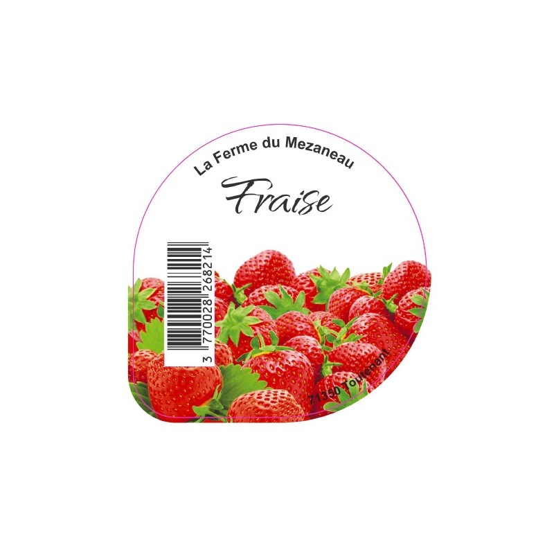 Opercule FERME DU MEZANEAU 68.3 ALU Fraise sc.PP/PS/PET gr.Verm 5cl