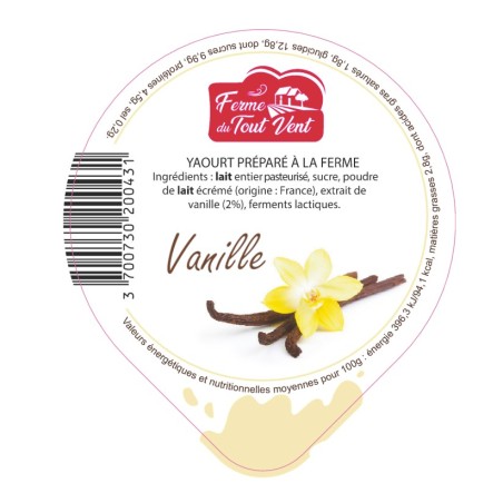 Opercules FERME TOUT VENT 68.3 ALU Yaourt Vanille 5cl Scel. PP/PS lang