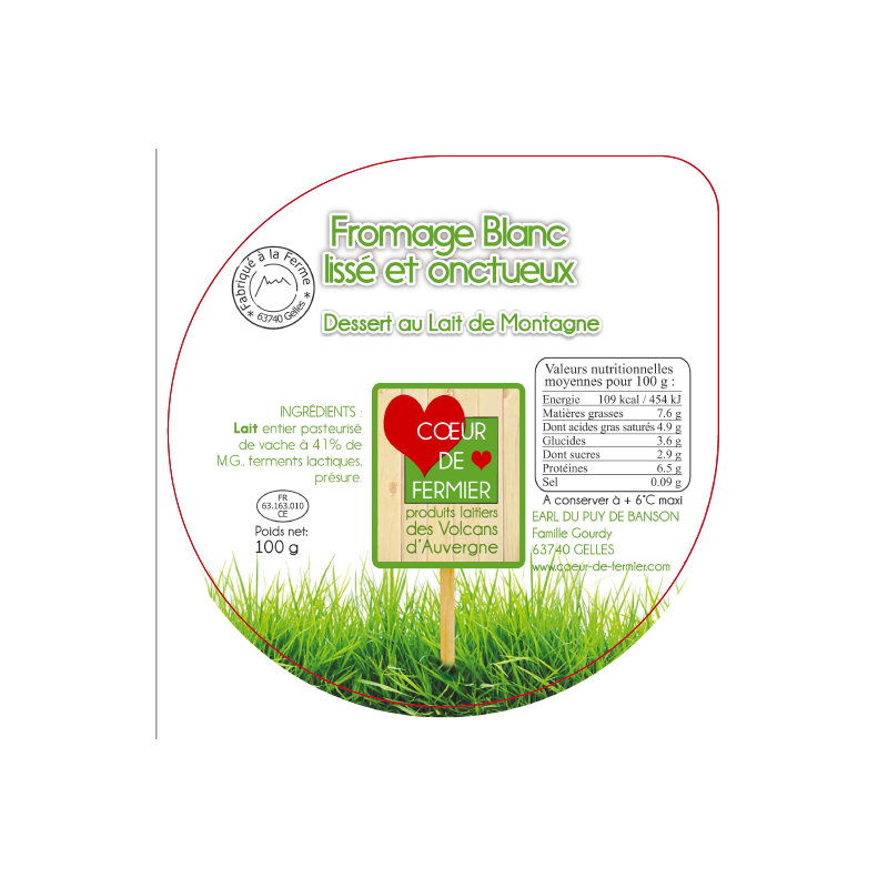 Opercules PUY BANSON 95.5 Fromage Blanc Lissé et Onctueux 100gr 6 cl