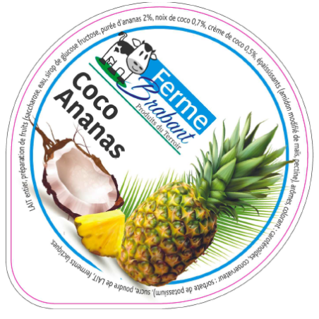 Opercule Ferme Brabant 68.3 ALU Coco Ananas sc.PP/PS/PET gr.Verm 5cl
