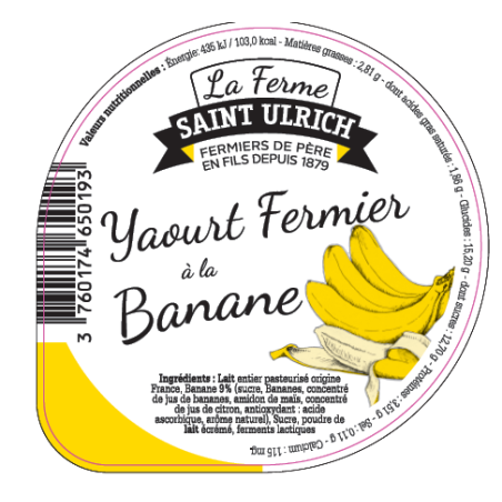 Opercules ST ULRICH 68.3 ALU banane 3 cl code barre