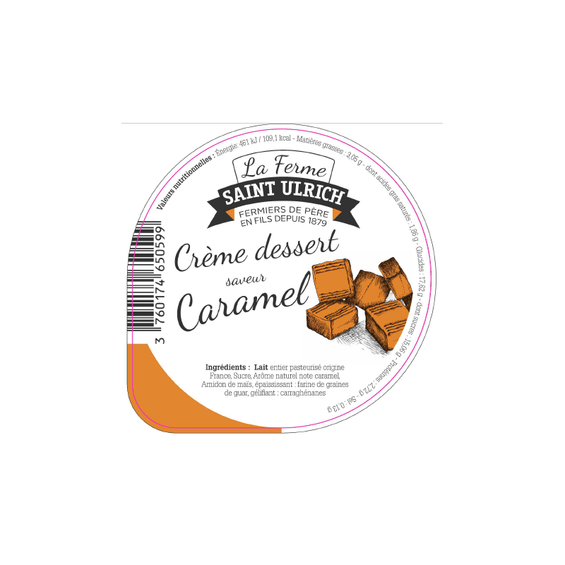 Opercules ST ULRICH 68.3 ALU crème dessert caramel V3 3 cl code barre