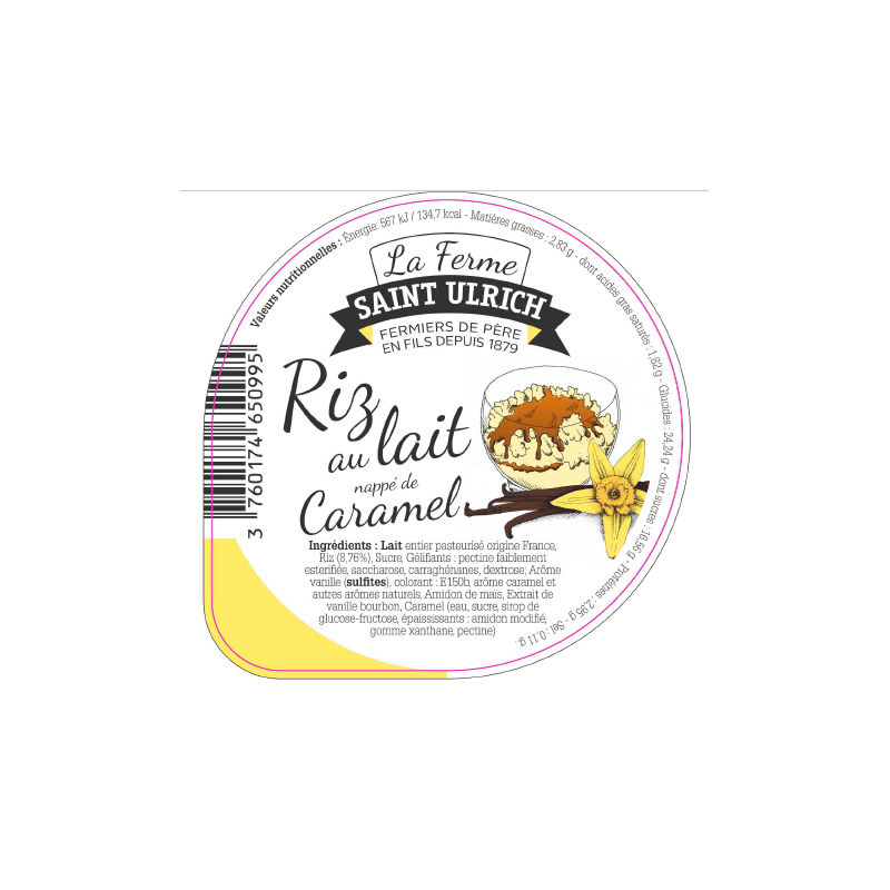Opercules ST ULRICH 68.3 ALU riz au lait caramel V3 5cl code barre