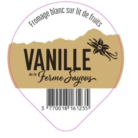 Opercule FERME SAYOUS 68.3 ALU Fromage Blanc Vanille sc.PP/PS/PET gr.V