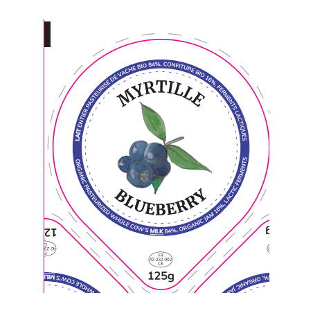 Opercules 68.3 mm Laiterie Côte Roannaise MYRTILLE V2 - Anglais