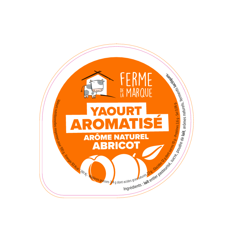 Opercule FERME DE LA MARQUE 68.3 ALU Arom. Abricot PP/PS gr.Verm Lang.