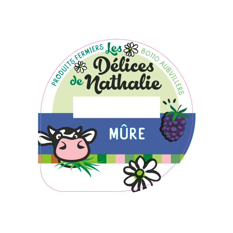 Opercule DELICES DE NATHALIE 68.3 ALU Mure sc.PP/PS/PET gr.Verm. Lang.