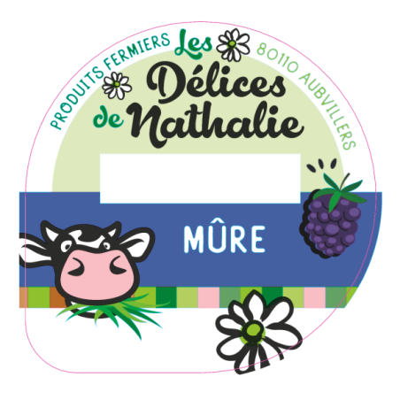 Opercule DELICES DE NATHALIE 68.3 ALU Mure sc.PP/PS/PET gr.Verm. Lang.