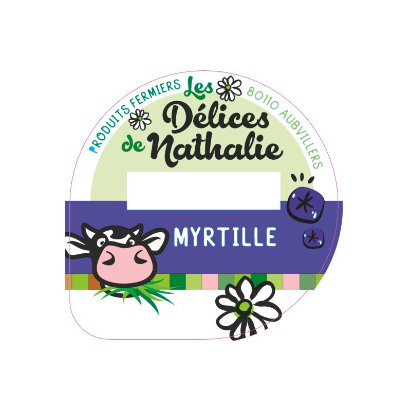 Opercule DELICES DE NATHALIE 68.3 ALU Myrtille sc.PP/PS/PET 5cl gr.Ver