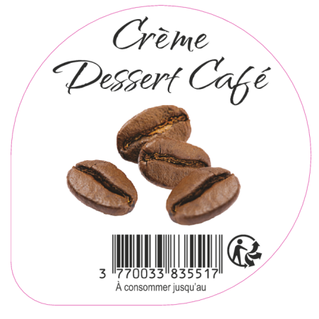 Opercule EARL GUERET 68.3 ALU Dessert Café 5cl scel PP/PS/PET gr.Verm