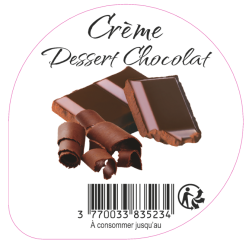 Opercule EARL GUERET 68.3 ALU Dessert Chocolat 5cl scel PP/PS/PET gr.V