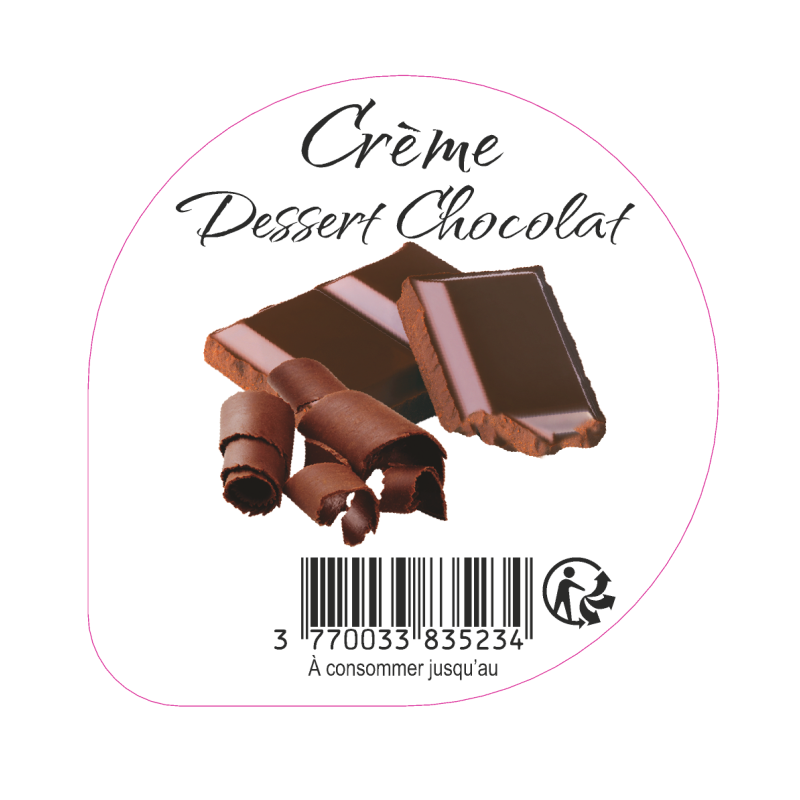 Opercule EARL GUERET 68.3 ALU Dessert Chocolat 5cl scel PP/PS/PET gr.V