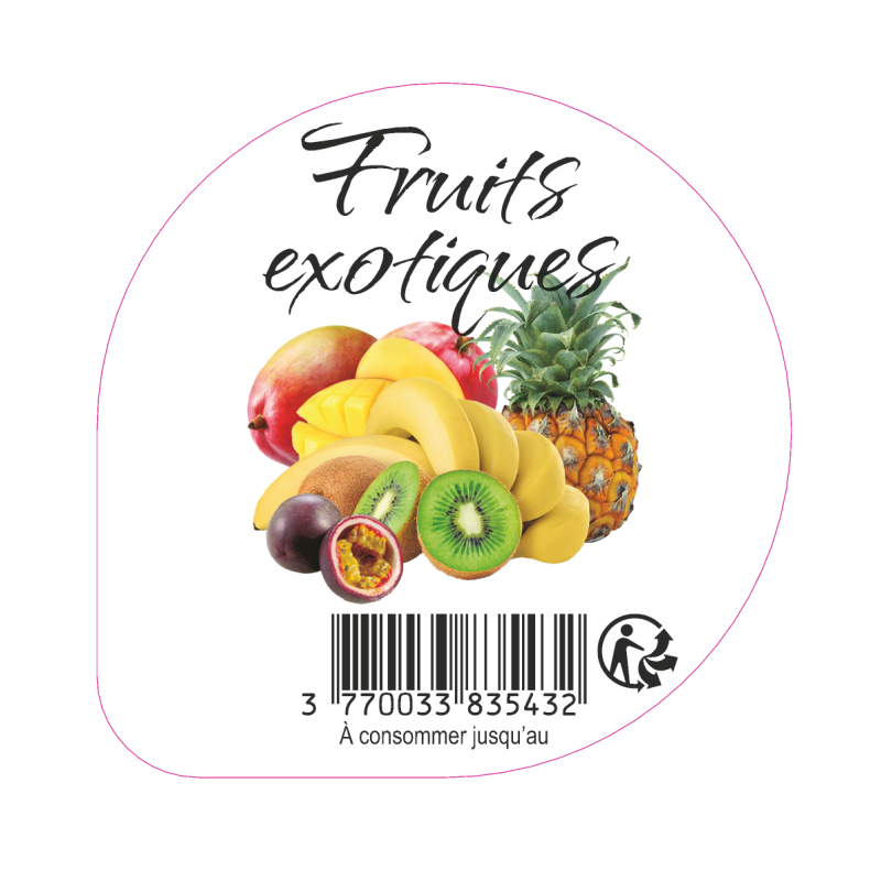 Opercule EARL GUERET 68.3 ALU Fruits Exotiques 5cl scel PP/PS/PET gr.V