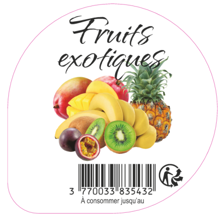 Opercule EARL GUERET 68.3 ALU Fruits Exotiques 5cl scel PP/PS/PET gr.V