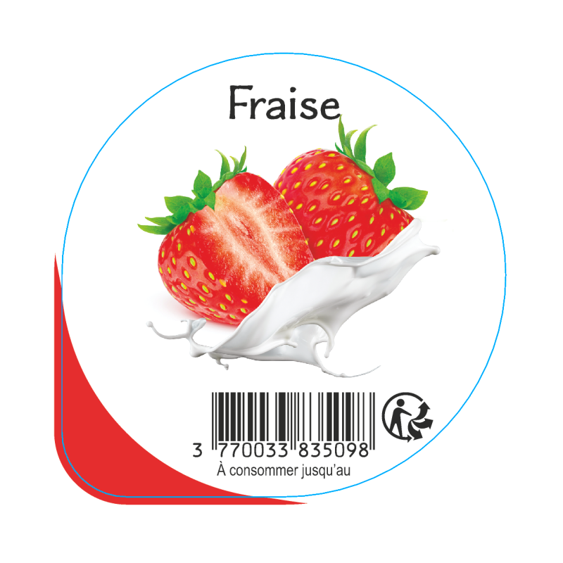 Opercule EARL GUERET 68.3 ALU Fraise 5cl scel PP/PS/PET gr.Vermisseau