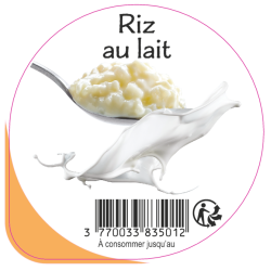 Opercule EARL GUERET 68.3 ALU Riz au lait 5cl scel PP/PS/PET gr.Vermis