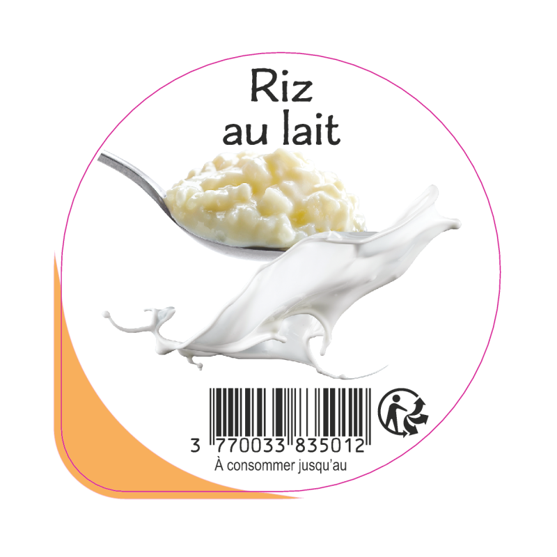 Opercule EARL GUERET 68.3 ALU Riz au lait 5cl scel PP/PS/PET gr.Vermis