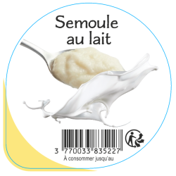 Opercule EARL GUERET 68.3 ALU Semoule au lait 5cl scel PP/PS/PET gr.Ve