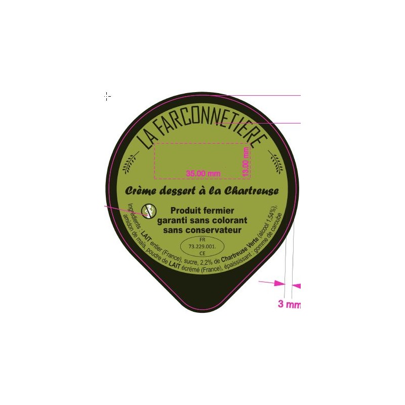 Opercule LA FARCONNETIERE 68.3 ALU Crème dessert Charteuse 2 couleurs
