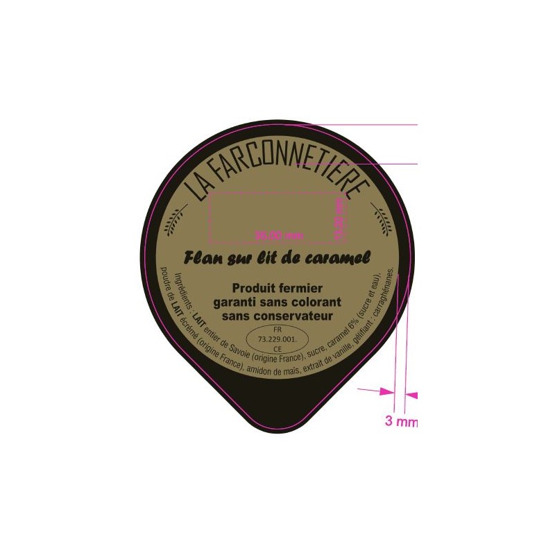 Opercule LA FARCONNETIERE 68.3 ALU Flan sur lit Caramel 2 couleurs V2