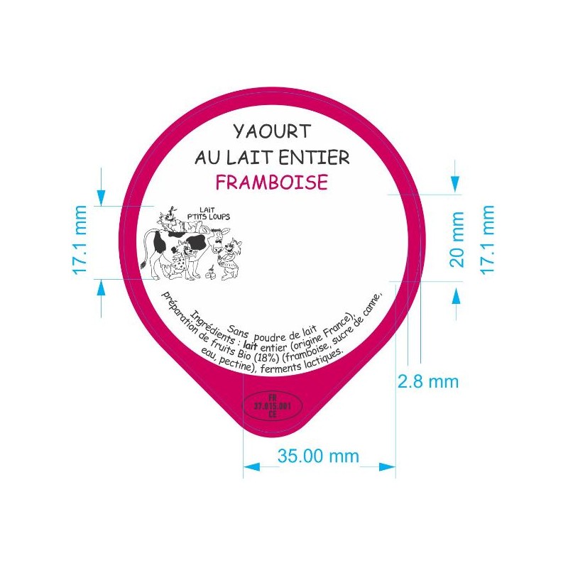 Opercules LAIT P'TITS LOUPS 68.3 ALU Framboise 3 cl