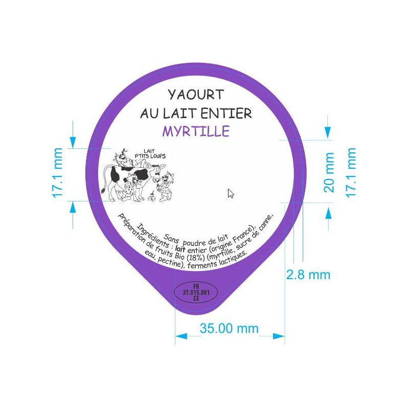 Opercules LAIT P'TITS LOUPS 68.3 ALU Myrtille 3 cl