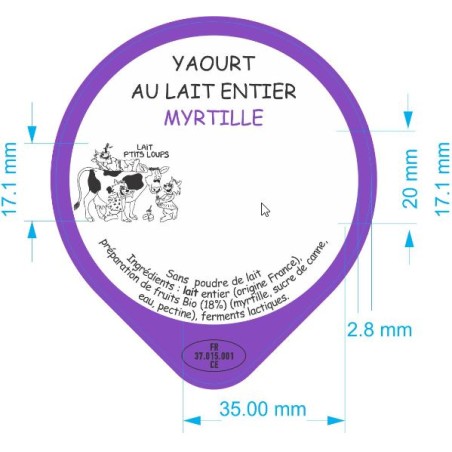 Opercules LAIT P'TITS LOUPS 68.3 ALU Myrtille 3 cl