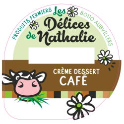 Opercule DELICES DE NATHALIE 68.3 ALU Crème Café ssOGM sc.PP/PS/PET