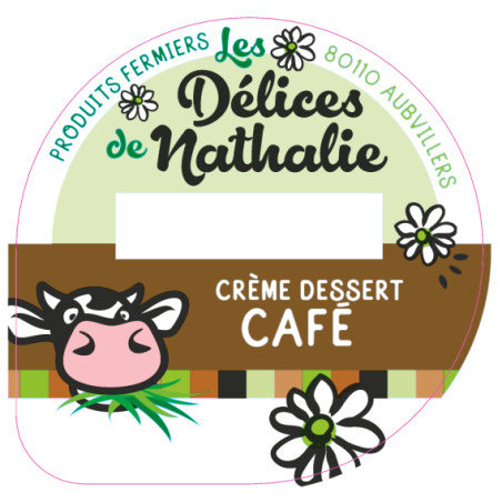 Opercule DELICES DE NATHALIE 68.3 ALU Crème Café ssOGM sc.PP/PS/PET