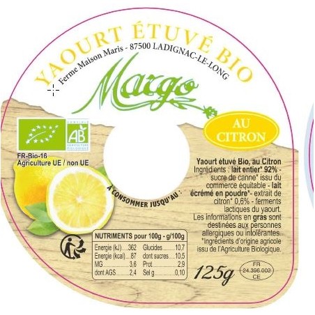 Opercule MARGO citron 68 5cl (5 coul)
