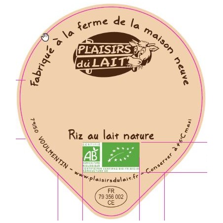 Opercule MAISON NEUVE 68.3 ALU Riz au Lait Nature BIO 4cl