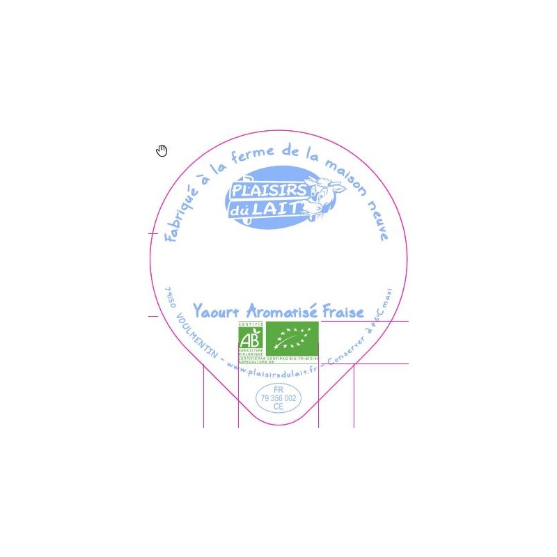 Opercule MAISON NEUVE 68.3 ALU yaourt aromatisé Fraise BIO 3cl