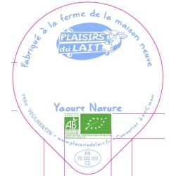 Opercule MAISON NEUVE 68.3 ALU yaourt nature BIO 3cl