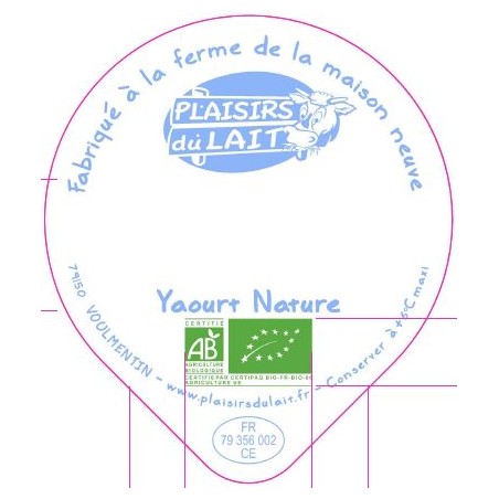 Opercule MAISON NEUVE 68.3 ALU yaourt nature BIO 3cl