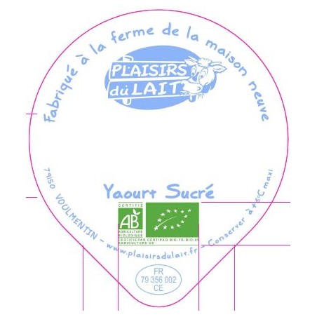 Opercule MAISON NEUVE 68.3 ALU yaourt sucré BIO 3cl