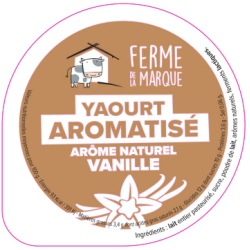 Opercule FERME DE LA MARQUE 68.3 ALU Arom. Vanille PP/PS/PET gr.Verm L