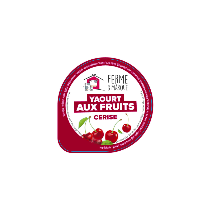 Opercule FERME DE LA MARQUE 68.3 ALU Fr Cerise PP/PS/PET gr.Verm Lang.
