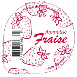 Opercule FERME DU MEZANEAU 68.3 ALU Aromatisé fraise sc.PP/PS/PET gr.