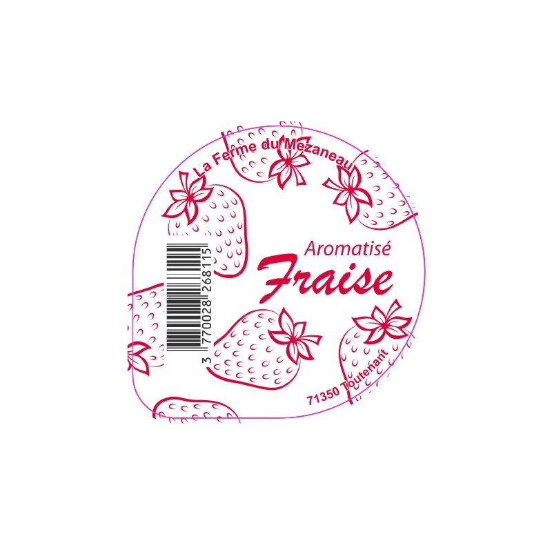 Opercule FERME DU MEZANEAU 68.3 ALU Aromatisé fraise sc.PP/PS/PET gr.