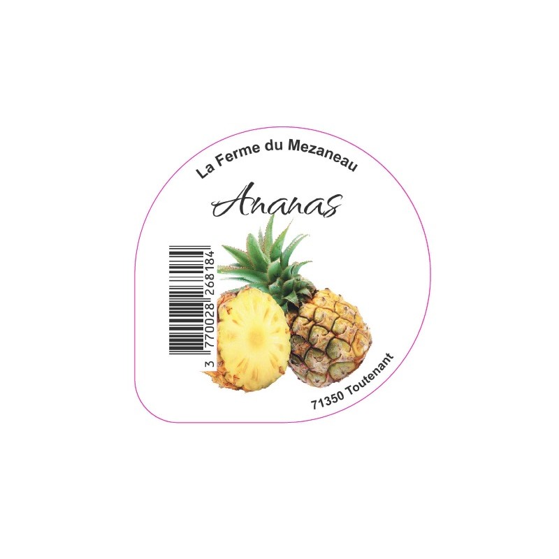 Opercule FERME DU MEZANEAU 68.3 ALU Ananas sc.PP/PS/PET gr.Verm 5cl