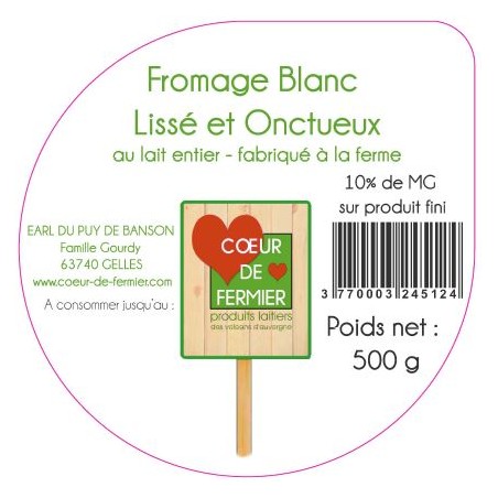 Opercules PUY BANSON 95.5 Fromage Blanc 500gr V3 6 cl