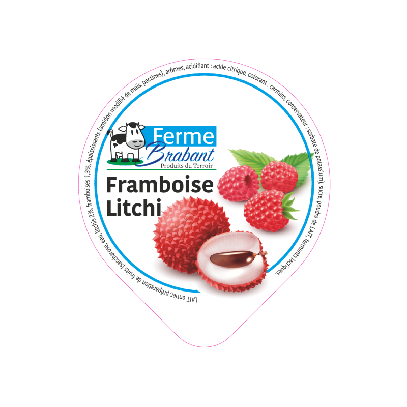Opercule Ferme Brabant 68.3 ALU Framboise Litchi sc.PP/PS/PET gr.Verm