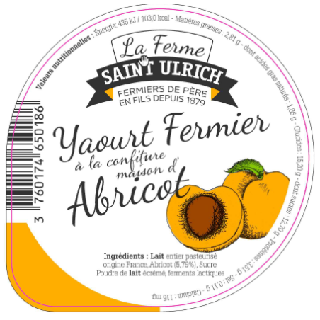 Opercules ST ULRICH 68.3 ALU abricot 5cl code barre