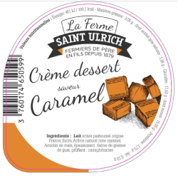 Opercules ST ULRICH 68.3 ALU crème dessert caramel V3 3 cl code barre
