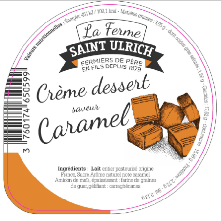 Opercules ST ULRICH 68.3 ALU crème dessert caramel V3 3 cl code barre