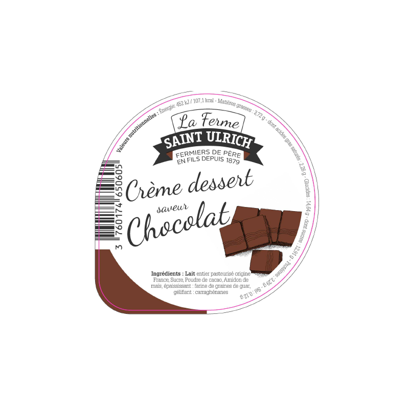 Opercules ST ULRICH 68.3 ALU crème dessert chocolat 3 cl code barre