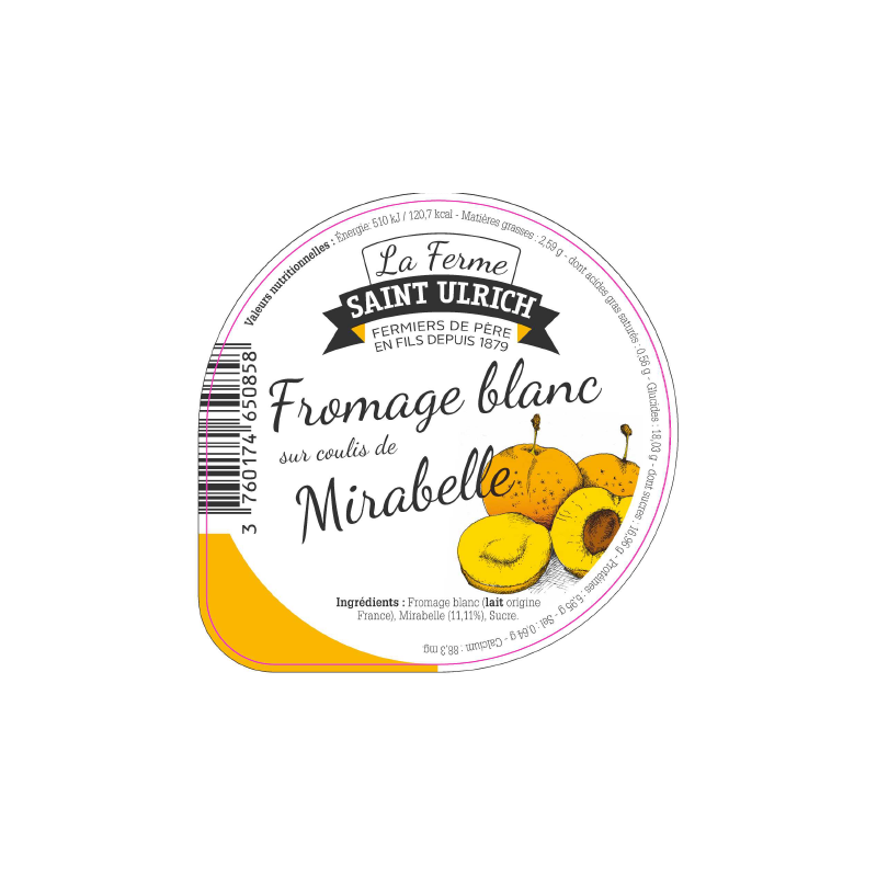 Opercules ST ULRICH 68.3 ALU fromage blanc mirabelle 5 cl code barre