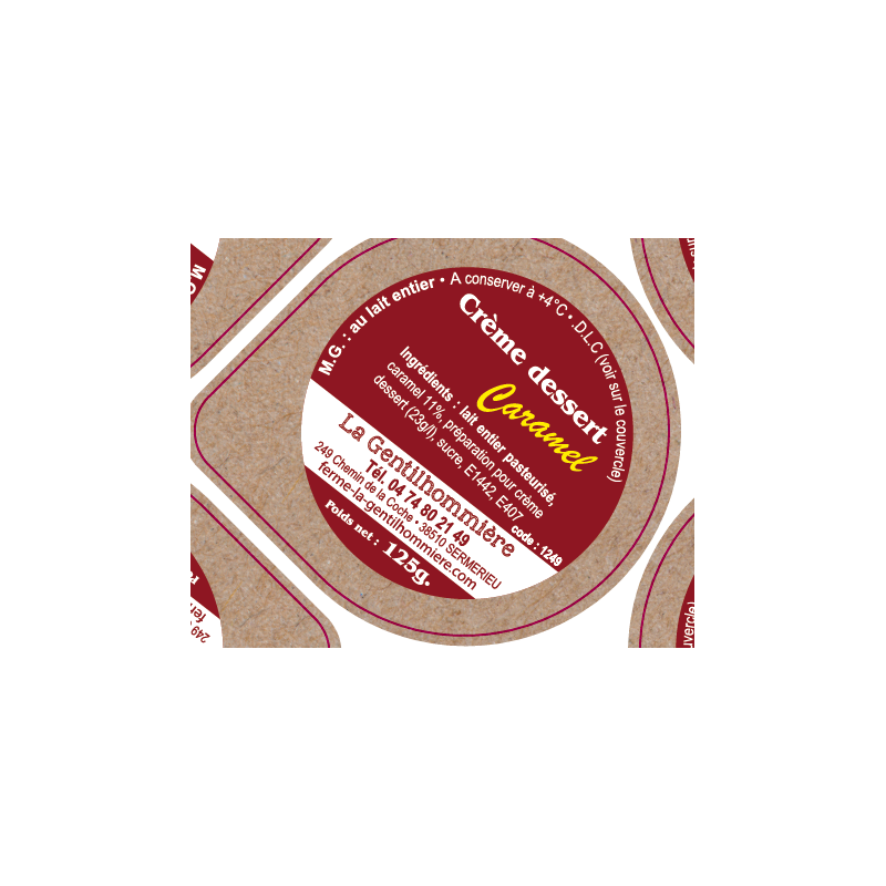 Opercules 68.3 Alu GENTILHOMMIERE Crème Dessert Caramel sc.PP gr.Verm